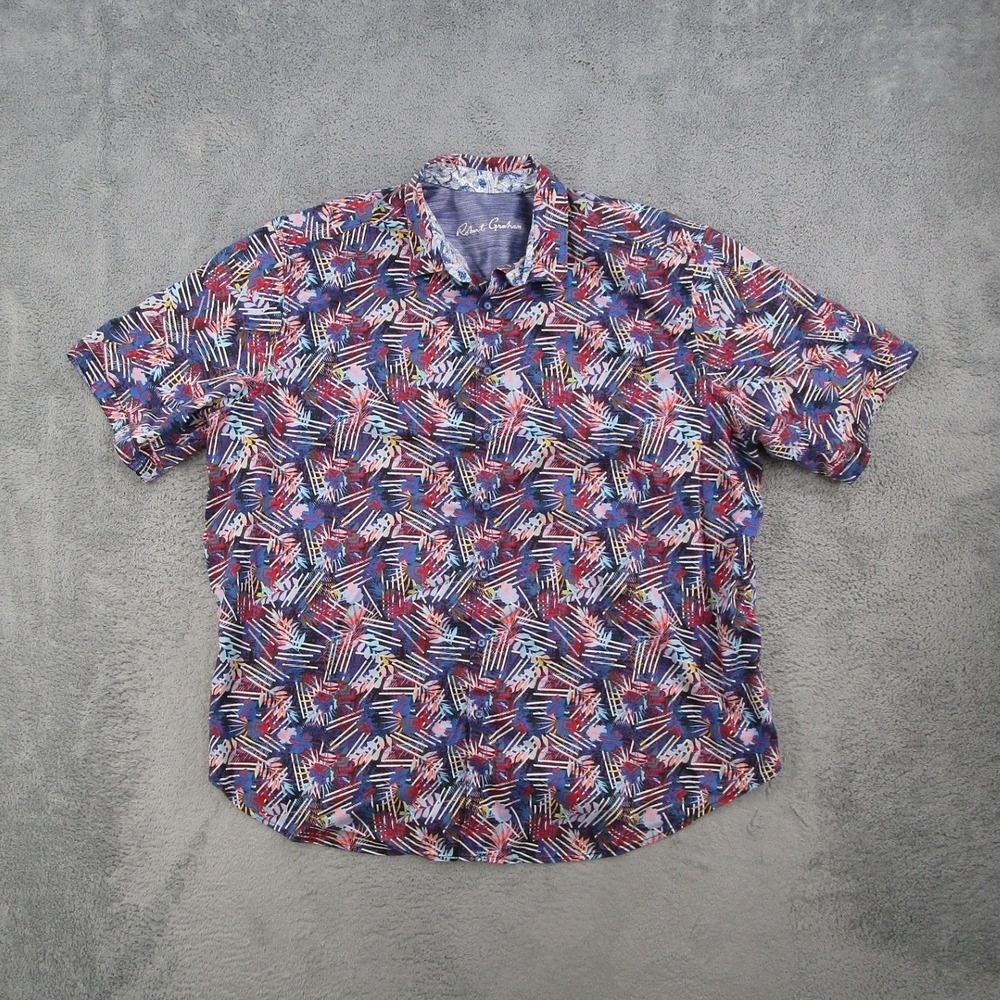 Robert Graham Mens 3XLT Short Sleeve Button Down Shirt Abstract Floral Multi